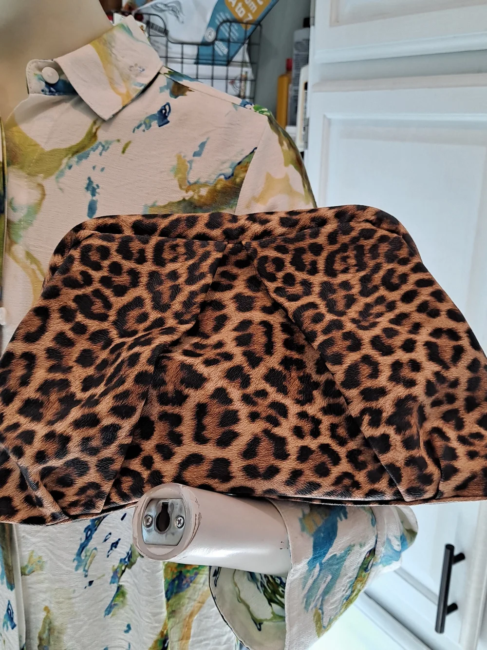 WILD Leopard Textured PU Print Shoulder Clutch Bag Black & Brown Lightweight